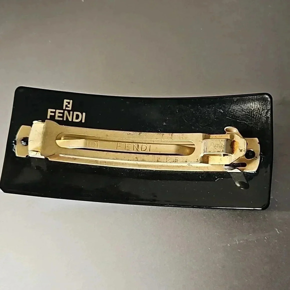 Fendi Zucca Valletta Black Hair Clip Barrette - Picture 2 of 3